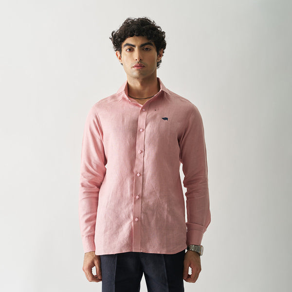 Linen Shirt for Men | Full Sleeves | Rose Pink