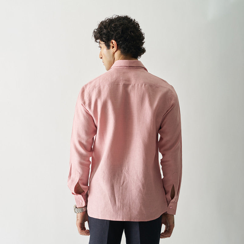 Linen Shirt for Men | Full Sleeves | Rose Pink