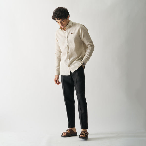 Linen Shirt for Men | Full Sleeves | Natural Beige