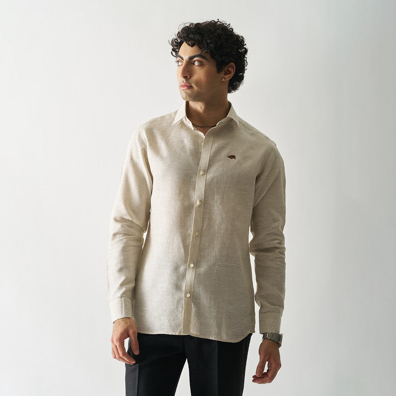 Linen Shirt for Men | Full Sleeves | Natural Beige