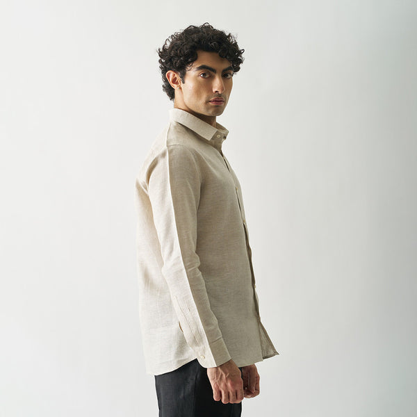 Linen Shirt for Men | Full Sleeves | Natural Beige