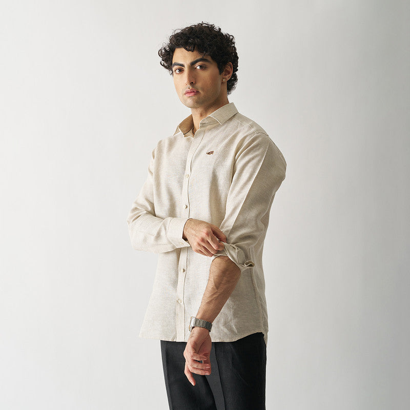 Linen Shirt for Men | Full Sleeves | Natural Beige