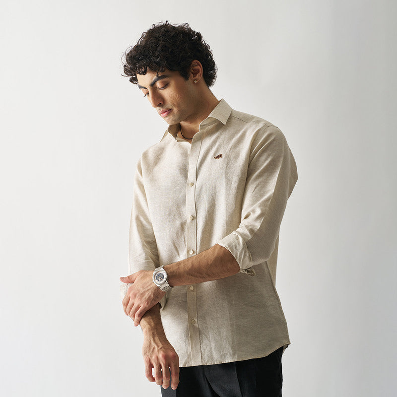 Linen Shirt for Men | Full Sleeves | Natural Beige