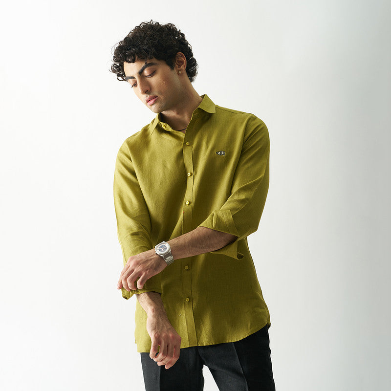Linen Shirt for Men | Full Sleeves | Salmon Green