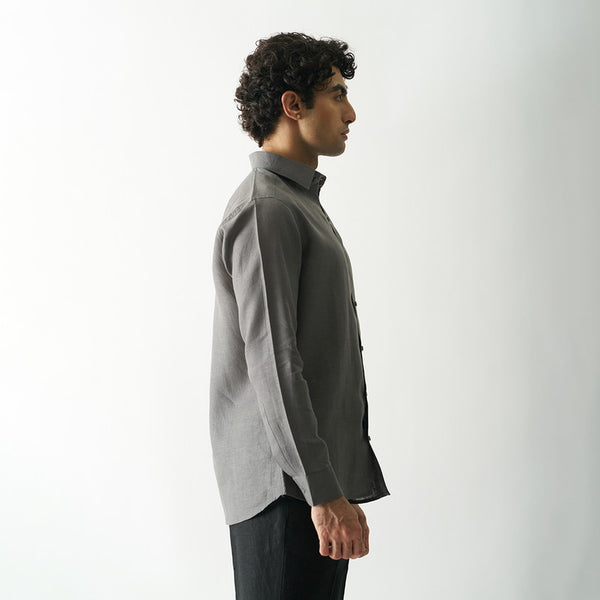 Linen Shirt for Men | Full Sleeves | Coal Grey