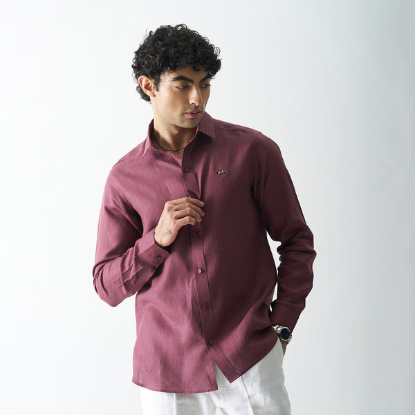 Linen Shirt for Men | Full Sleeves | Wine