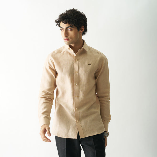 Linen Shirt for Men | Full Sleeves | Beige
