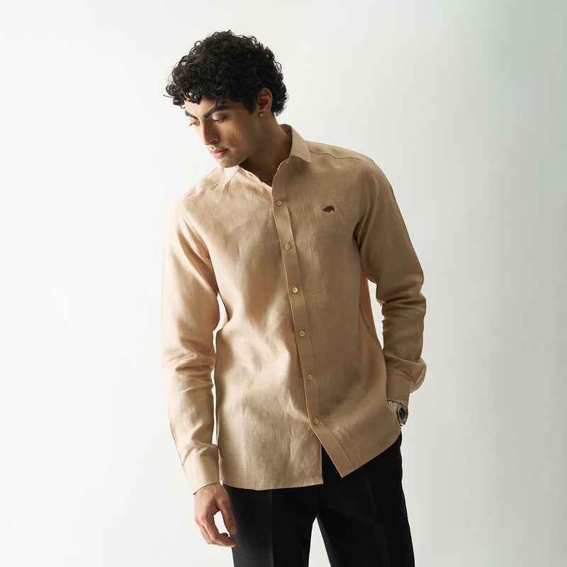 Linen Shirt for Men | Full Sleeves | Beige