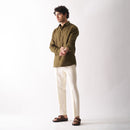 Linen Shirt for Men | Full Sleeves | Olive Green