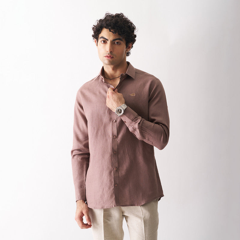 Linen Shirt for Men | Full Sleeves | Coffee Brown