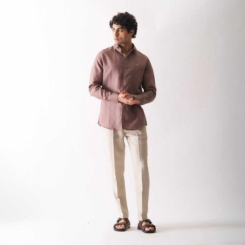 Linen Shirt for Men | Full Sleeves | Coffee Brown
