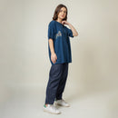 Organic Cotton Oversized T-Shirt for Women | Blue | Crew Neck