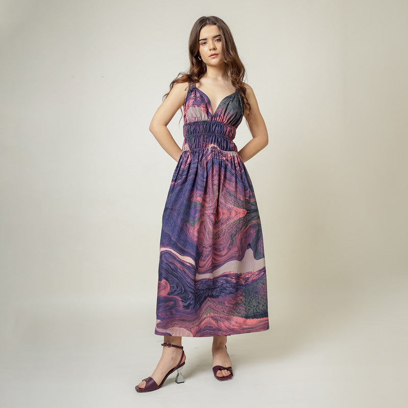 Upcycled Cotton Maxi Dress for Women | Purple