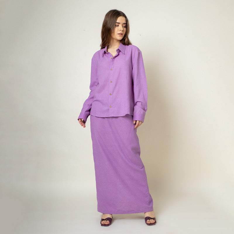 Upcycled Cotton Long Skirt for Women | Purple | Back Slit