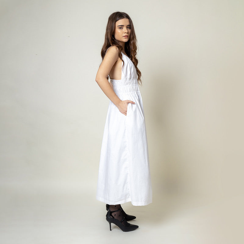 Upcycled Cotton Maxi Dress for Women | White