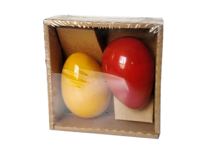 Baby Toy | Wooden Baby Rattle | Egg Shape | BPA Free | Red & Yellow