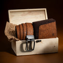 Gift Hampers for Men | Cork Reversible Belt & Wallet | Woodland Brown