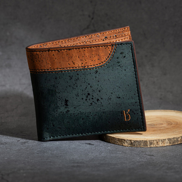 Cork Bi-Fold Wallet for Men | Green