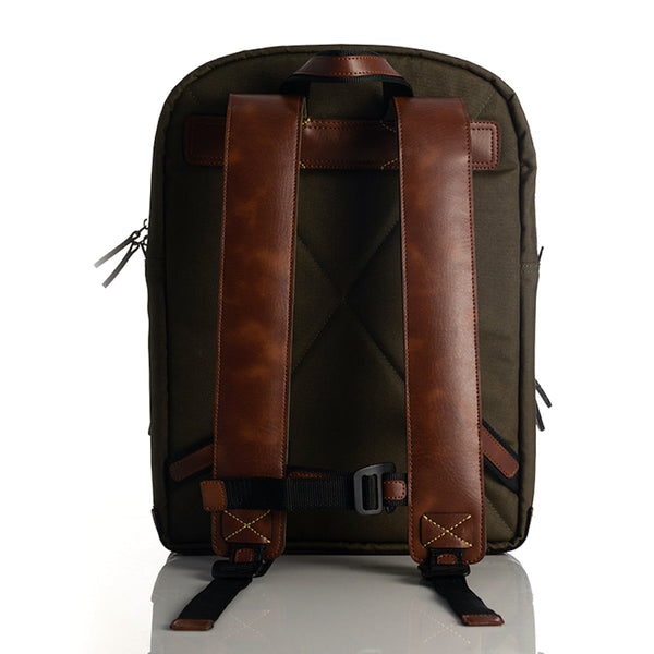 Canvas Laptop Backpack | Criss Cross Pattern | Green