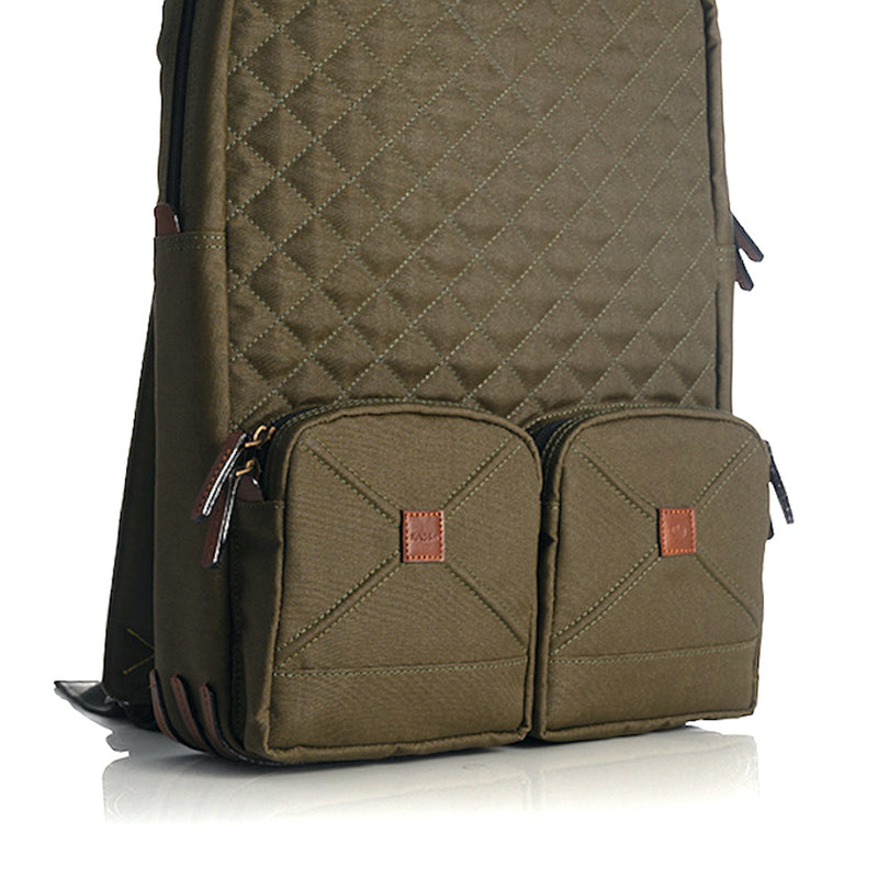 Canvas Laptop Backpack | Criss Cross Pattern | Green