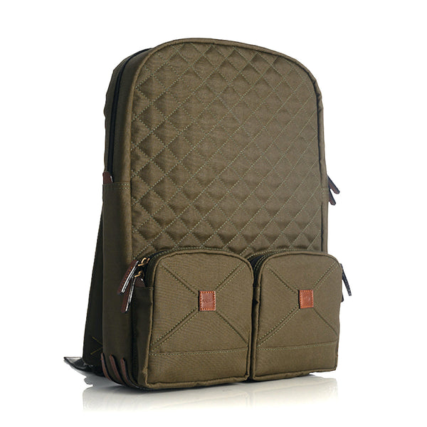 Canvas Laptop Backpack | Criss Cross Pattern | Green