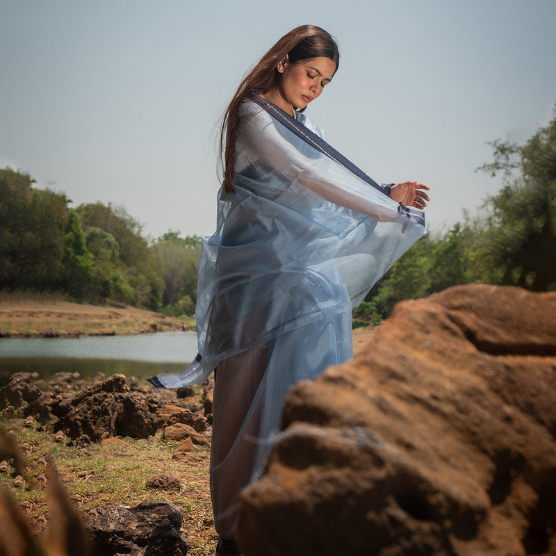 Chanderi Silk Cotton Saree | Blue