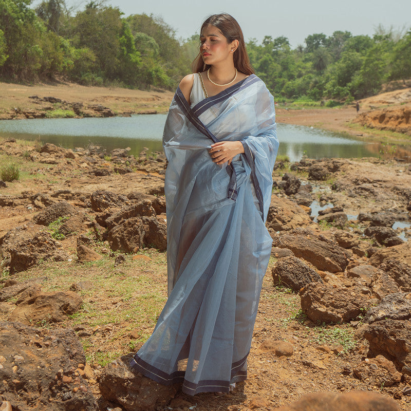 Chanderi Silk Cotton Saree | Blue