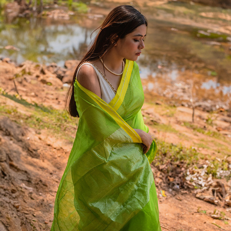 Chanderi Silk Saree | Green