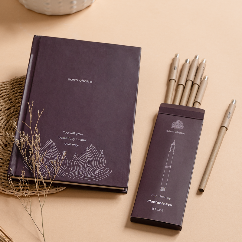 Eco-friendly Diary & Plantable Pens Set | Wine