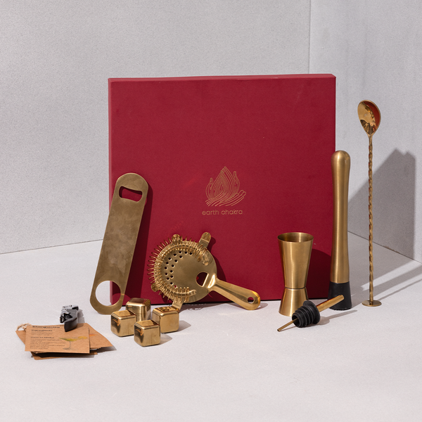 Diwali Gift Hamper | Bar Tool Kit | Set of 8 | Brass Finish