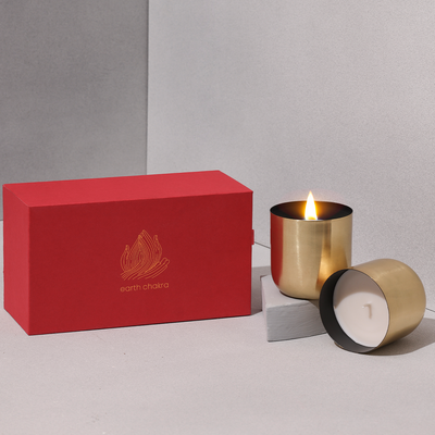 Brass Soy Wax Candles | Set of 2 | Lavender & Patchouli | Gift Box