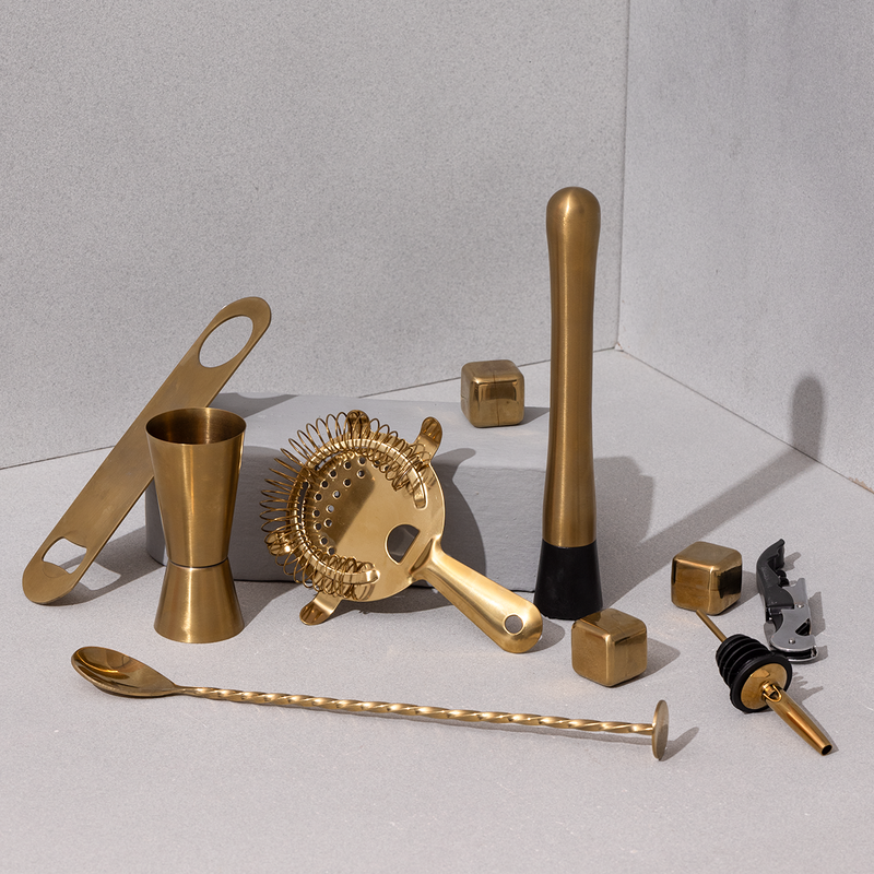 Diwali Gift Hamper | Bar Tool Kit | Set of 8 | Brass Finish