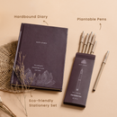 Eco-friendly Diary & Plantable Pens Set | Wine