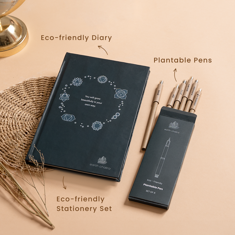 Eco-friendly Diary & Plantable Pens Set | Green Colour