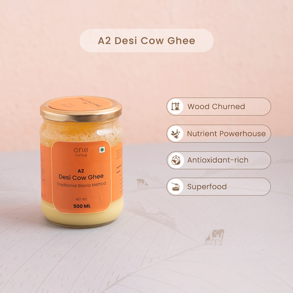 A2 Desi Cow Ghee | 500 ml | Pack of 2 | Traditional Bilona Method