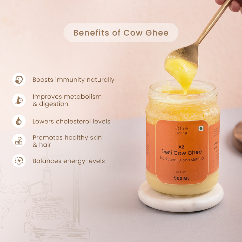 A2 Desi Cow Ghee | 500 ml | Pack of 2 | Traditional Bilona Method