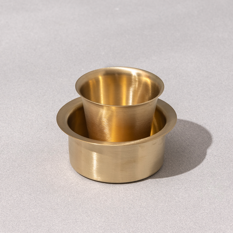 Brass Filter Coffee & Dabara Set | Gold | Set of 3 | Diwali Gift Box