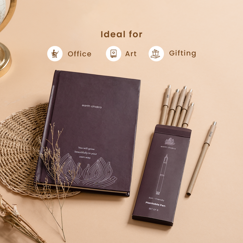 Eco-friendly Diary & Plantable Pens Set | Wine