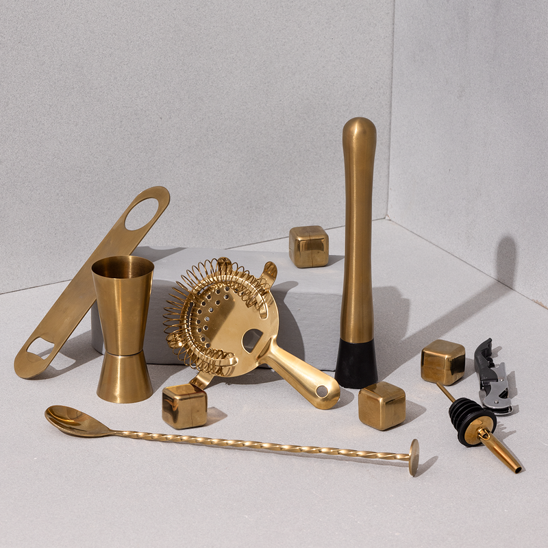 Diwali Gift Hamper | Bar Tool Kit | Set of 8 | Brass Finish