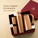 Pure Copper Bottle With Jug & 2 Glasses | Gift Box