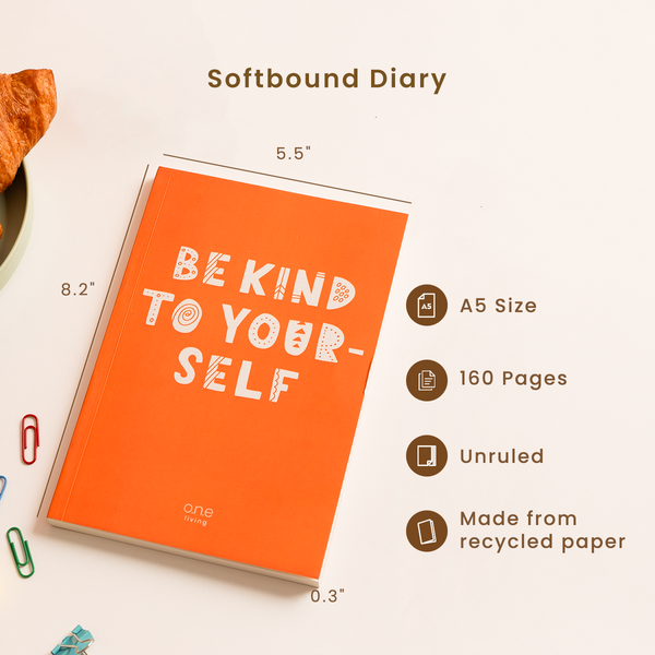 Orange Softbound Diary with Plantable Pencils & Black Sports Bottle