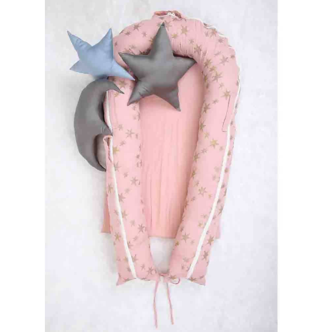 Newborn Baby Gifts | Organic Cotton Nest Bed | Blush Pink