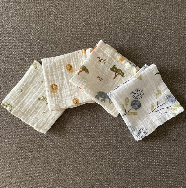 Baby Essentials | Organic Muslin Face Napkins for Baby | Set of 4