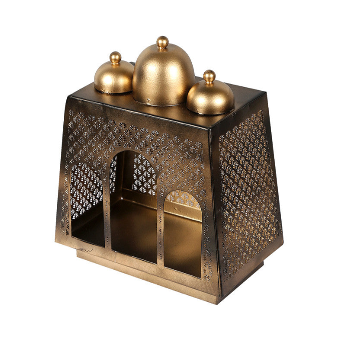 Metal Pooja Mandir for Home | Antique Gold Finish