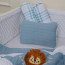 Organic Cotton Baby Bedding Set | Cot Bumper & Sheet | Baby Blanket | Pillow & Bolsters | Blue & White | Set of 6.