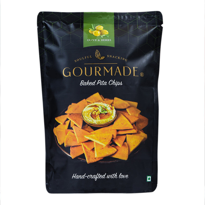 Baked Pita Chips | Olives & Herbs | Starter Chips | Healthy Snack | Nachos & Tortillas | 125 g.