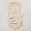 Baby Gift Set | Cap Mittens Booties Set | Baby Sleeping Bag | Solid | Beige | Set of 4.