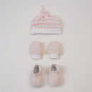 Baby Gift Set | Cap Mittens Booties Set | Baby Sleeping Bag | Floral Design & Solid | Peach | Set of 4.