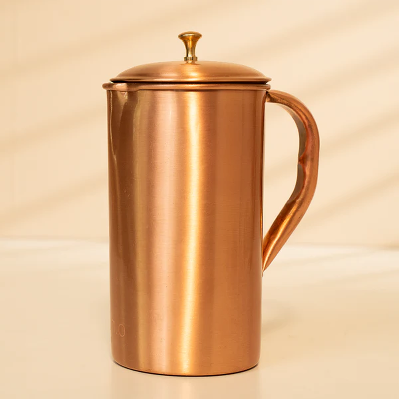 Pure Copper Jug with Lid | 1.5 L | Plain | Boosts Immunity.