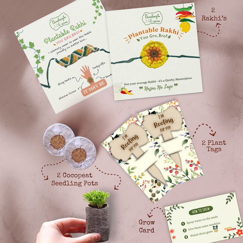 Plantable Seeds Rakhi Kit | Yellow Blossom & Zig Zag